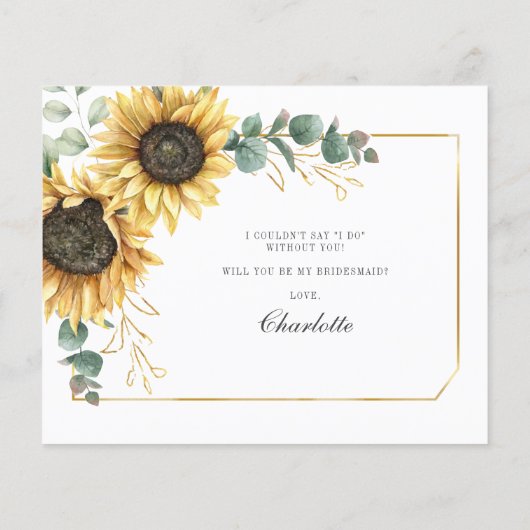 Floral Eucalyptus Zonnebloem Wees mijn bruidsmeisj (Achterkant)