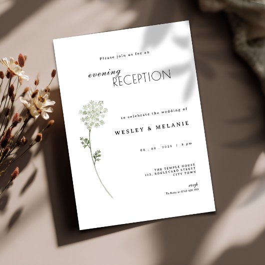 Floral Evening Reception Wedding Invitation Kaart