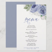 Floral-event menu Blauw- en zilverWaterverf (Voorkant / Achterkant)
