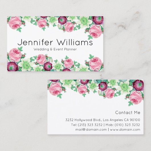 Floral Event Planner Visitekaartje (Voorkant / Achterkant)