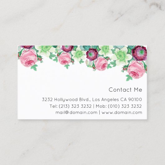 Floral Event Planner Visitekaartje (Achterkant)
