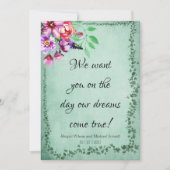 Floral Evergreen Wedding Invitations Kaart (Voorkant)