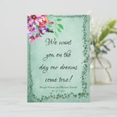 Floral Evergreen Wedding Invitations Kaart (Staand voorkant)