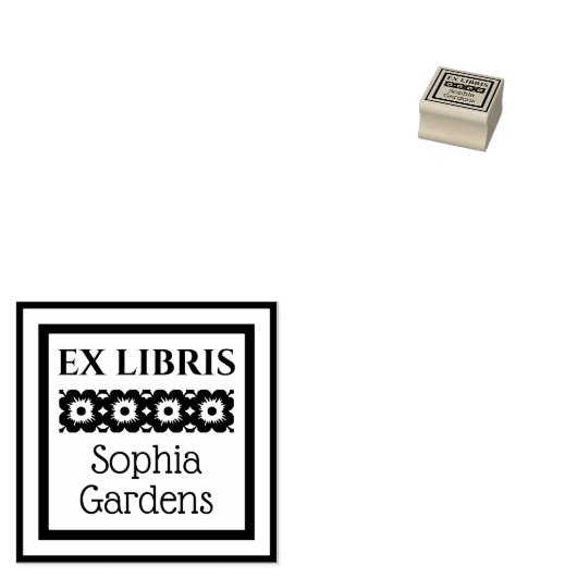 Floral Ex Libris Rubberstempel (Gestempeld)
