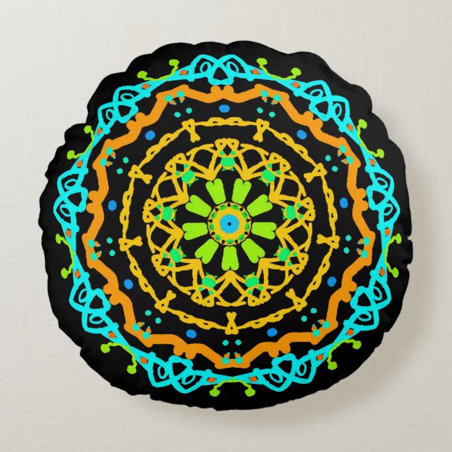 Floral Excite Ronde Sierkussen Rond Kussen (Voorkant)