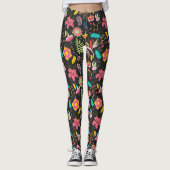 Floral Exotic Flowers Leaves Pattern-23760 Leggings (Voorkant)