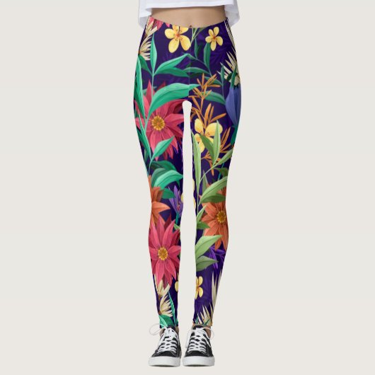Floral Exotic Flowers Pattern-23004 Leggings (Voorkant)