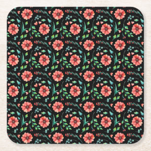 Floral Exotische Bloemen en bladeren Pattern-45654 Kartonnen Onderzetters