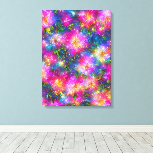 Floral Explosion Abstract Canvas Afdruk (Insitu (Houten vloer))