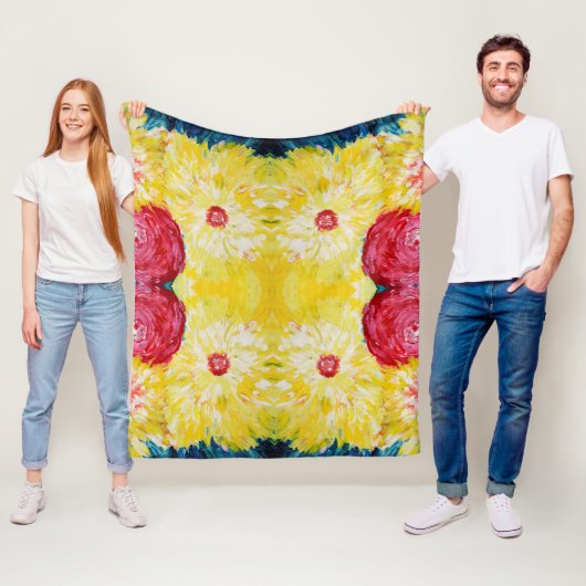 Floral Explosion Abstrcat Painting Fleece Deken (In situ)