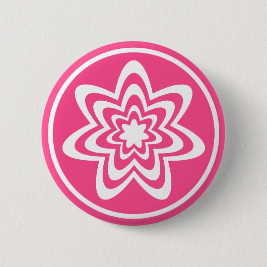 Floral Explosion Button, roze Ronde Button 5,7 Cm (Voorkant)