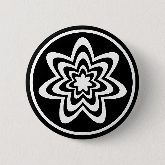 Floral Explosion Button, zwart Ronde Button 5,7 Cm (Voorkant)
