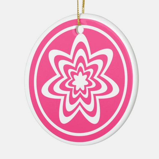 Floral Explosion Ornament, roze Keramisch Ornament (Links)