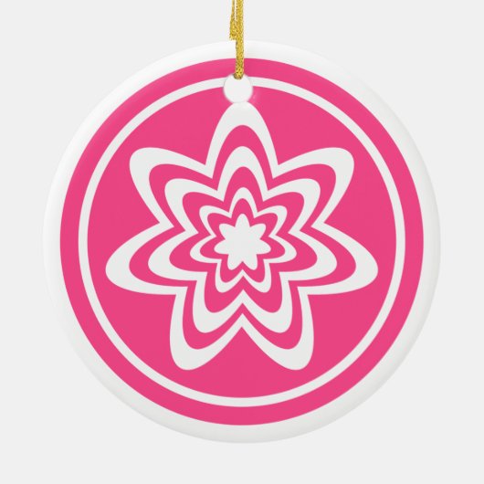 Floral Explosion Ornament, roze Keramisch Ornament (Achterkant)
