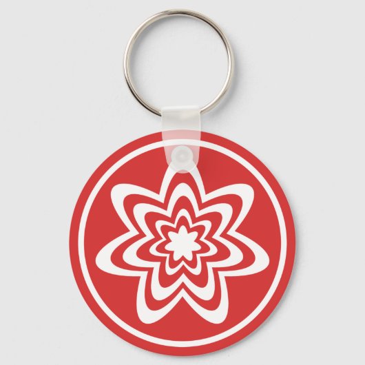 Floral Explosion Sleutelhanger, Bright Red Sleutelhanger (Voorkant)