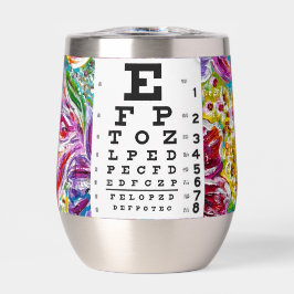 Floral Eye Chart thermische wijn tumbler