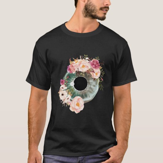 Floral Eyeball Optometrist Eye Anatomy Ophthalmolo T-shirt (Voorkant)