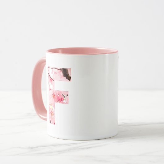Floral F Initial Mug | Personalized Name & Traits Mok (Voorkant links)