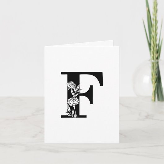 Floral F Monogram op witte noot Kaart (Voorkant)