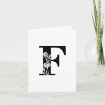 Floral F Monogram op witte noot Kaart