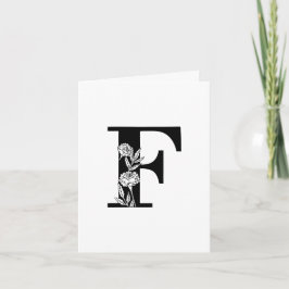 Floral F Monogram op witte noot Kaart