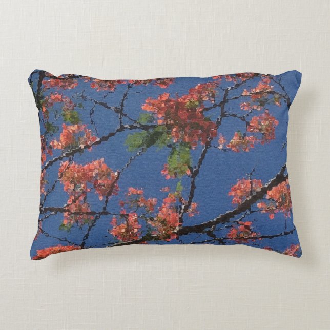 Floral Fabric, blauw Decoratief Kussen (Voorkant)