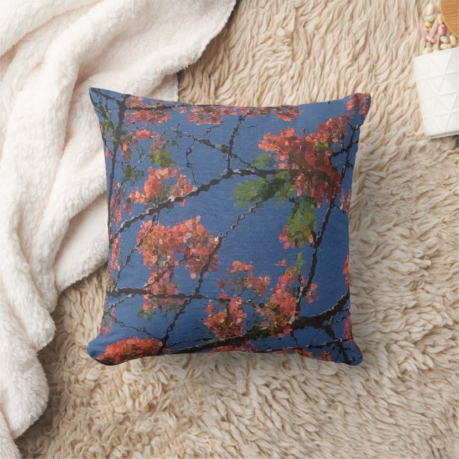 Floral Fabric, blauw Kussen (Deken)