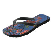 Floral Fabric Blue, breed zwart, Teenslippers (Schuin)