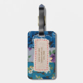 Floral Fabric Patchwork (blauw) op maat Bagagelabel (Achterkant verticaal)