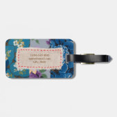 Floral Fabric Patchwork (blauw) op maat Bagagelabel (Achterkant horizontaal)