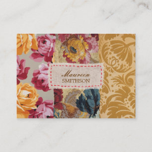 Floral Fabric Patchwork (Gold) op maat gemaakt Visitekaartje