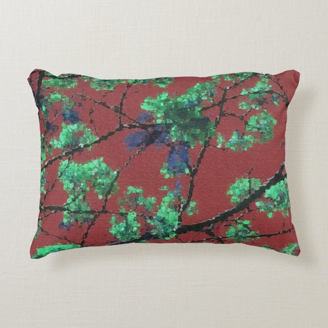 Floral Fabric, rood Accent Kussen (Voorkant)