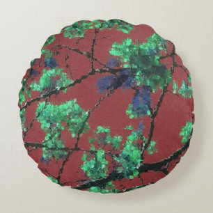 Floral Fabric, rood Rond Kussen