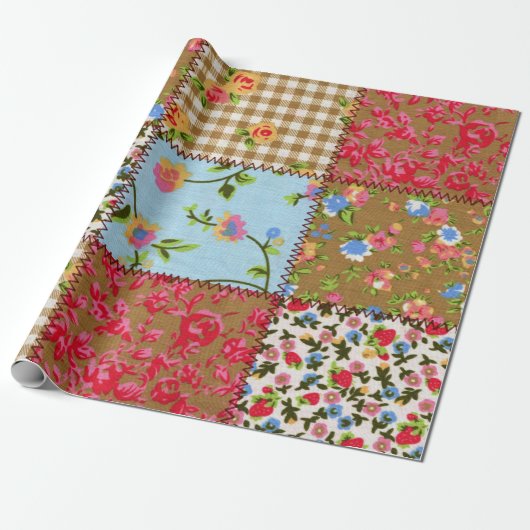 Floral Fabric Wrapping Paper Cadeaupapier (Uitgerold)
