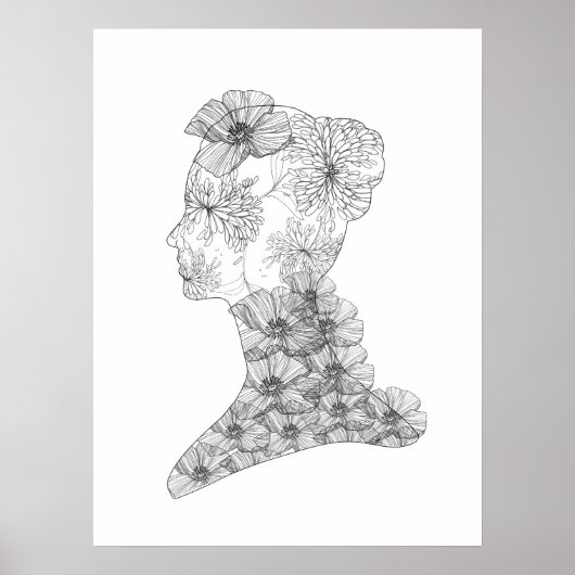 Floral Face Illustration Mode & Beauty Poster (Voorkant)