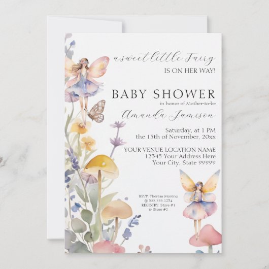 Floral Fairies betoverde Wildflower Baby shower Kaart (Voorkant)