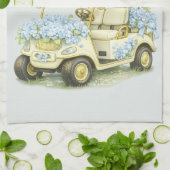 Floral Fairway Hydrangea Golf Cart Sage Tea Towel Theedoek (Gevouwen)
