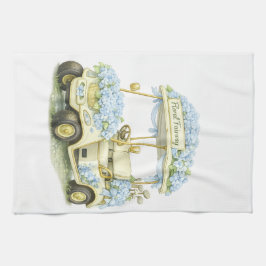 Floral Fairway Hydrangea Golf Cart White Tea Towel Theedoek