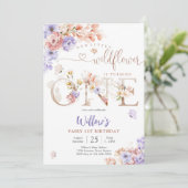 Floral Fairy 1st Birthday Invitation Kaart (Staand voorkant)