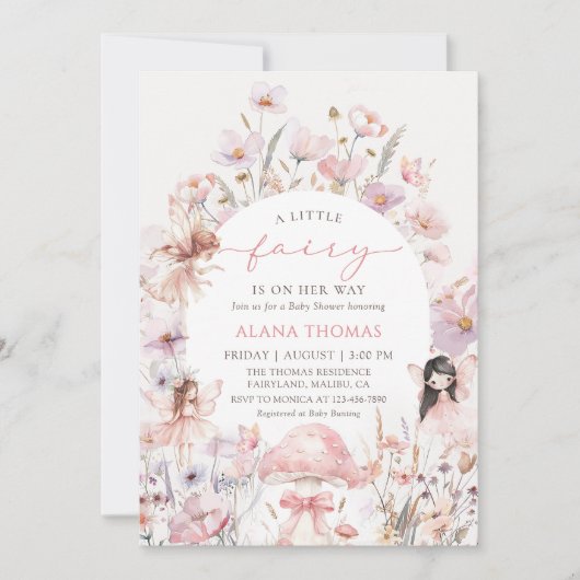 Floral Fairy Baby Shower Invitation Kaart (Voorkant)