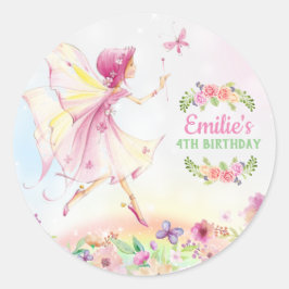 Floral Fairy Birthday Party Ronde Sticker