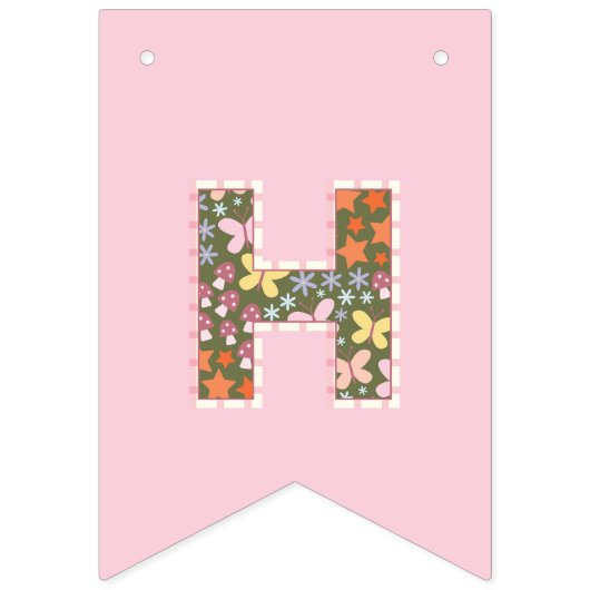 Floral Fairy Butterfly Happy Birthday Banner (Tweede vlag)