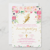 Floral Fairy Christening Uitnodiging (Voorkant)