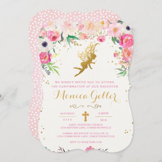 Floral Fairy Confirmation Kaart (Voorkant / Achterkant)