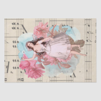Floral  Fairy Dancer Ballerina Sheet Music Tissuepapier
