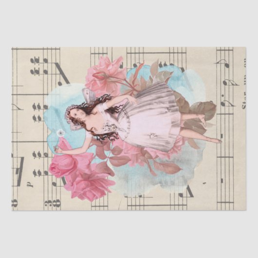 Floral  Fairy Dancer Ballerina Sheet Music Tissuepapier (Voorkant)