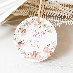 Floral Fairy Eerste Verjaardag Feestronde Bedankjes Labels
