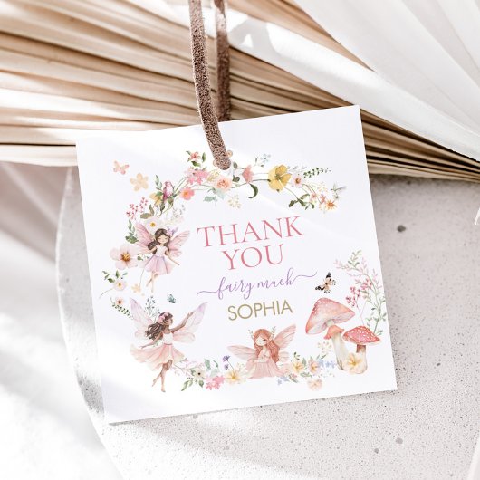 Floral Fairy Eerste Verjaardag Party Square Bedankjes Labels