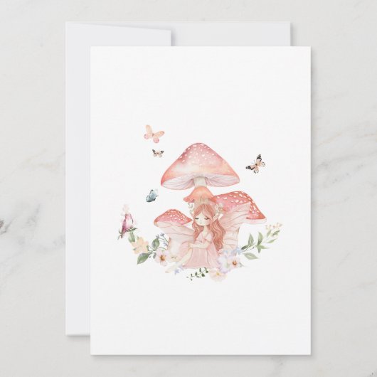 Floral Fairy Eerste Verjaardag Uitnodiging (Achterkant)