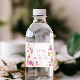 Floral Fairy Eerste Verjaardag Water Fles Label Waterfles Etiket